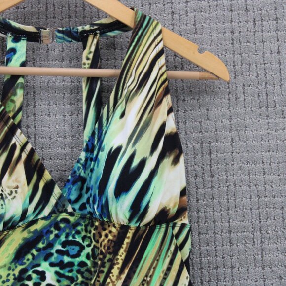 It Figures Swim Top Womens Size 8 Multicolor Leopard All Over Print Sleeveless - Picture 3 of 9